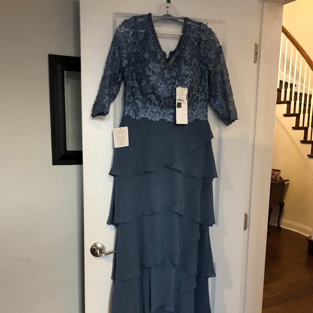 SALE NWT Marsoni by Colors MV1244 Chiffon Mother of the Bride Slate Blue Size 12 - Picture 7 of 10